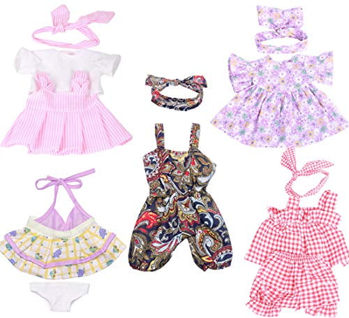 XADP 5 Pack Baby Doll Clothes Outfits with Hair Bands for ...