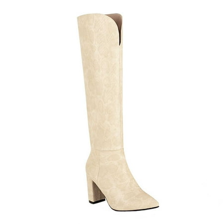 

Women s Knee High Stretchy Fashion Boots Chunky Heel Waterproof Comfortable Slip On Outdoor Winter Shoes for Women