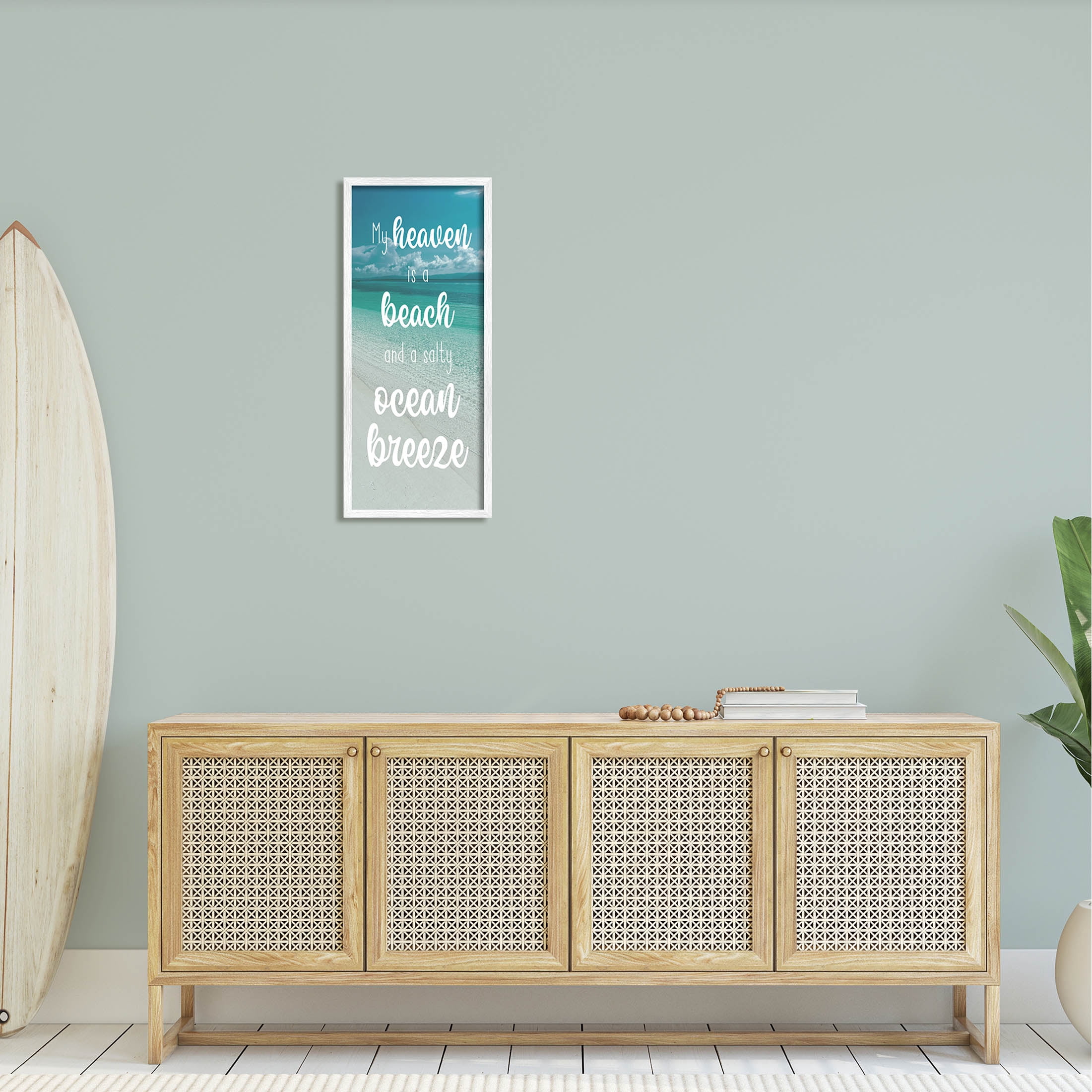 Stupell Industries Ocean Breeze Beach Lover Typography Graphic Art White Framed Art Print Wall Art, Design by Marcus Prime