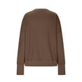 thumbnail image 4 of Tops for Women Long Sleeve Waffle Round Neck Knitted Splicing Shirts Casual Summer Trendy Blouses Cute T-Shirts Outfits Clothes,Womens Tops Brown S, 4 of 5