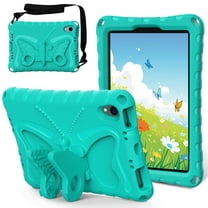 iPad Mini 6 7 Case 8.3" for Kids, Butterfly Design Kids Friendly Shockproof Kickstand EVA Shoulder Strap Bumper Lightweight Case for Apple iPad mini 6th 7th Generation 2021/2024,Mint