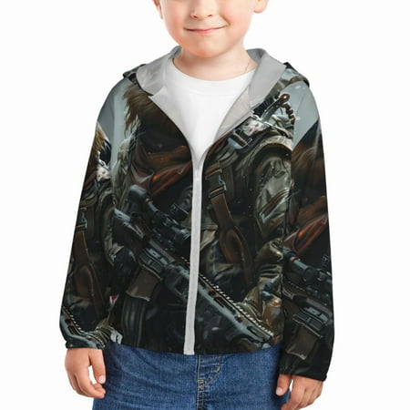 

Lukts Surreal Panda Warrior Print Children s Long-Sleeved Sun Protection Clothing Hooded Sweatshirts for Boys and Girls Outdoor Sports-3 Years