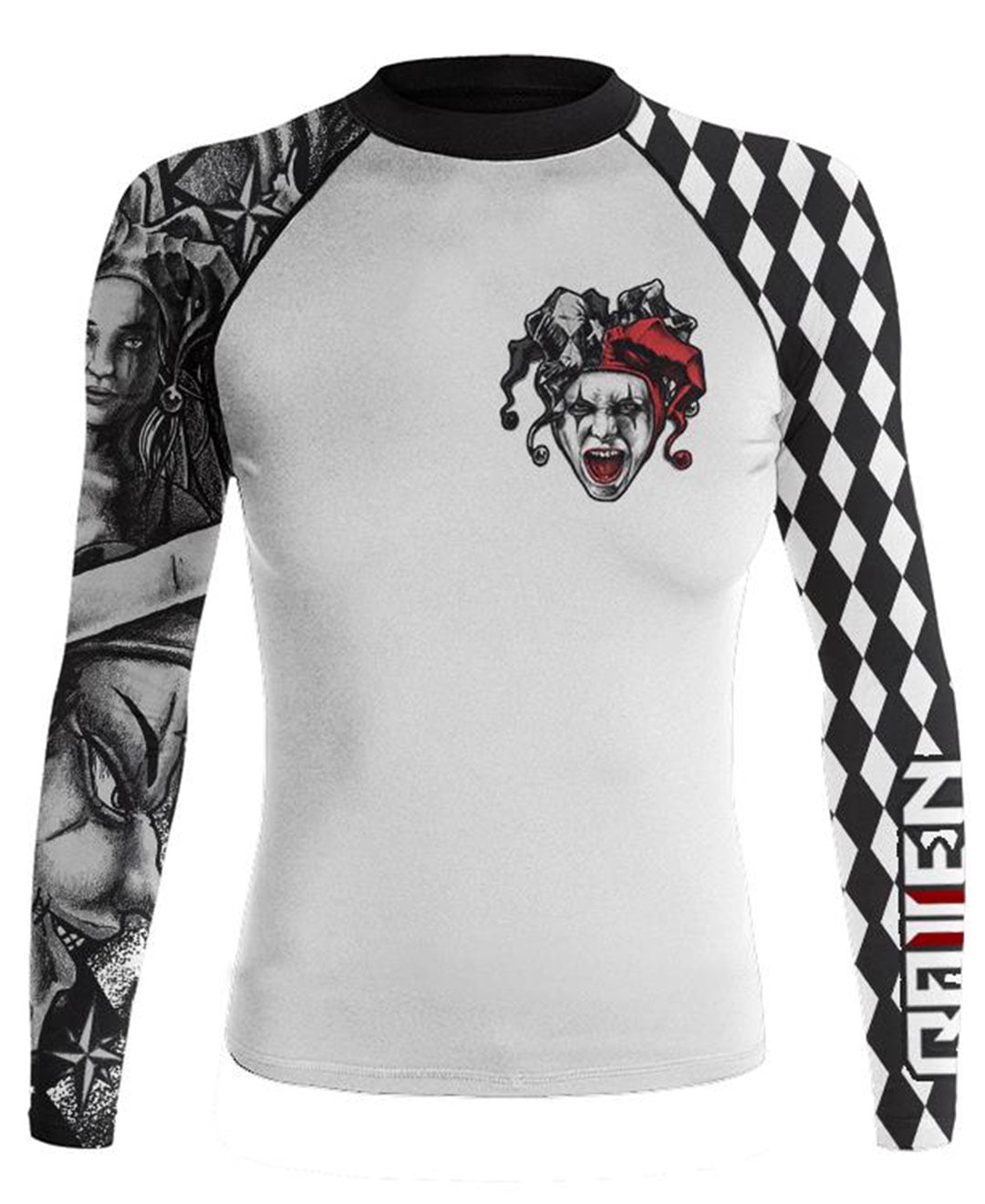 Raven Fightwear Women's The Harlequin Serenity Rash Guard MMA BJJ White by Raven Fightwear