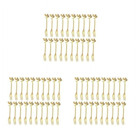 

60Pcs Stainless Steel Flatware Fruit Fork Dinnerware Appetizer Dessert Fork Kitchen Leaf Shape