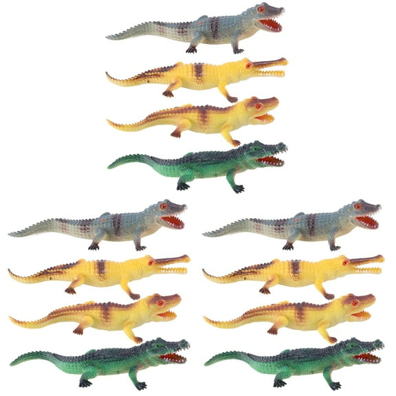 12Pcs Crocodile Toy Figures Plastic Alligator Safari Animals Figurines Set for Kids