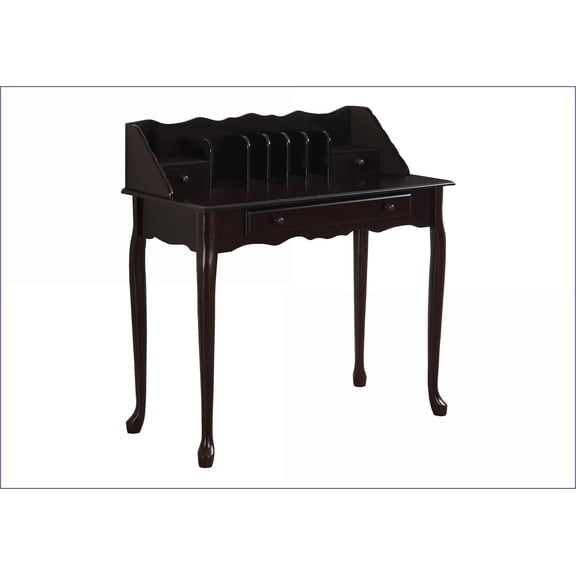 Desks, Traditional Queen Anne 36'' Home Office Computer Desk with Storage Drawers & Vertical Slots, Dark Cherry Brown | Cherry | MDF