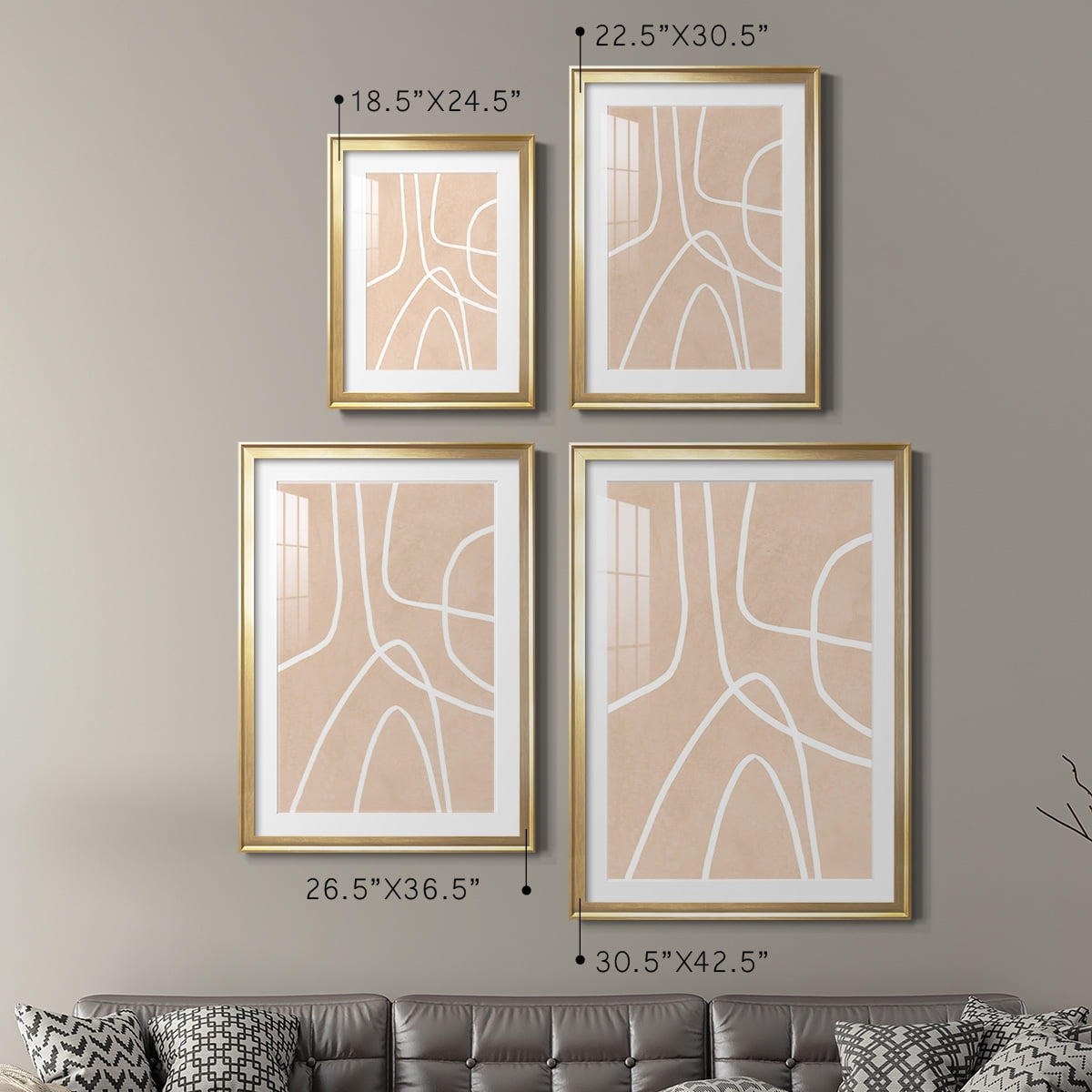 Wexford Home Clean Contour I Premium Framed Print, 26.5" x 36.5" - Ready to Hang, Gold (Set of 2)