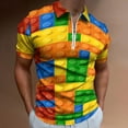 thumbnail image 2 of Brick Art Men Zipper T-shirt Summer Casual Short Sleeve T-shirt Top, 2 of 7