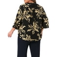 thumbnail image 4 of DARING DIVA Women's Plus Floral 3/4 Sleeve V Neck Button Blouse 1X Black, 4 of 7