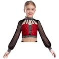 thumbnail image 4 of iixpin Kids Girls Shiny Yoga Sports Workout Modern Ballet Crop Top Rhinestones Jazz Dance Tank Cami Vest Red 16, 4 of 6