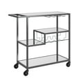 thumbnail image 5 of Weston Home Chelsea Lane Dark Gray Metallic Finish Mirror Glass Top Metal Bar Cart, 5 of 10