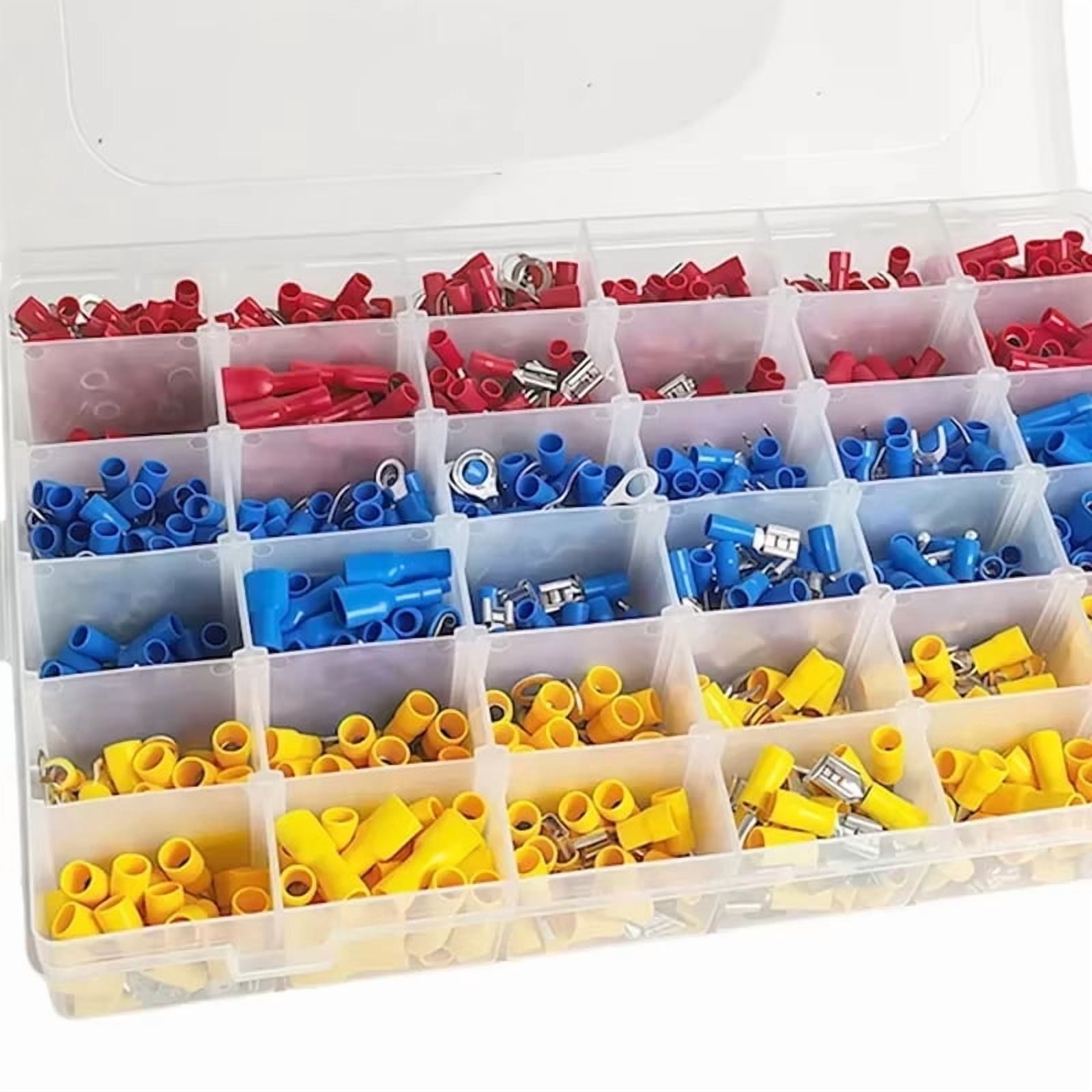 Multi-Size Cold Pressed Terminal Kit 280-1500pcs - Quick Connect Spade/Ring/Fork Connectors for 12-24V Wiring​