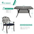 thumbnail image 6 of VIVIJASON 9-Piece Outdoor Furniture Dining Set for 8, All-Weather Cast Aluminum Patio Table and Chairs Set with 8 Cushioned Chairs, 64" Large Square Dining Table, 2.2" Umbrella Hole, Navy Blue, 6 of 7