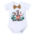 thumbnail image 5 of IBTOM CASTLE Baby Boy 1st Birthday Outfit Jungle Woodland Animal Romper + Bloomers + Suspenders 3PCS Clothes Set Photography 12-18 Months Khaki, 5 of 8