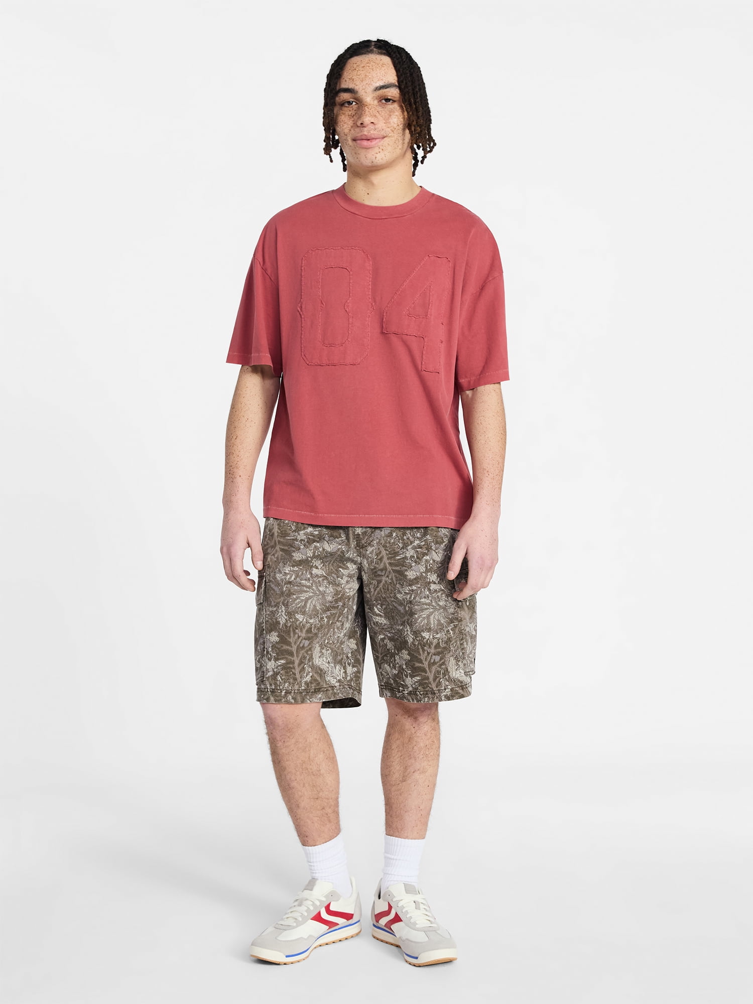 No Boundaries Boxy Number Tee with Short Sleeves, Men's XS-5XL