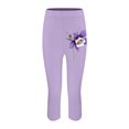 thumbnail image 4 of Jxximdong Leggings for Women Women's Fashion Casual Floral Print High Waist Elastic Capri Pants Leggings Beige L Yoga Pants, 4 of 4