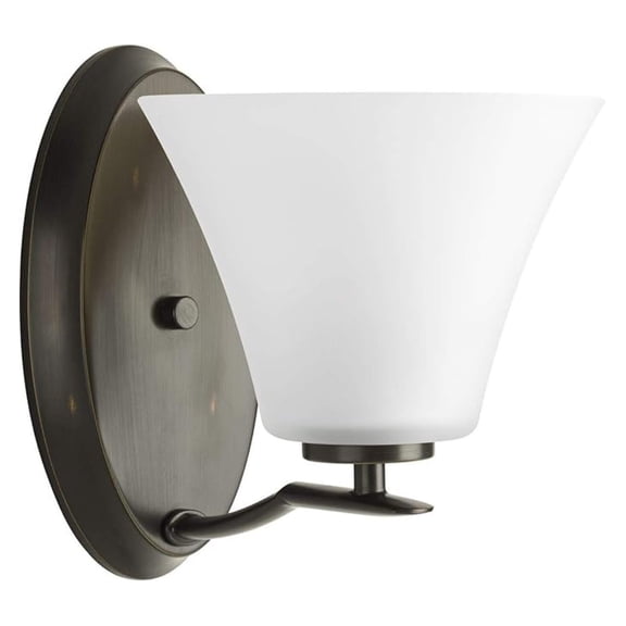 P2004-20W Bravo Collection Etched Glass Modern Bath Vanity Light, 1-Light, Antique Bronze