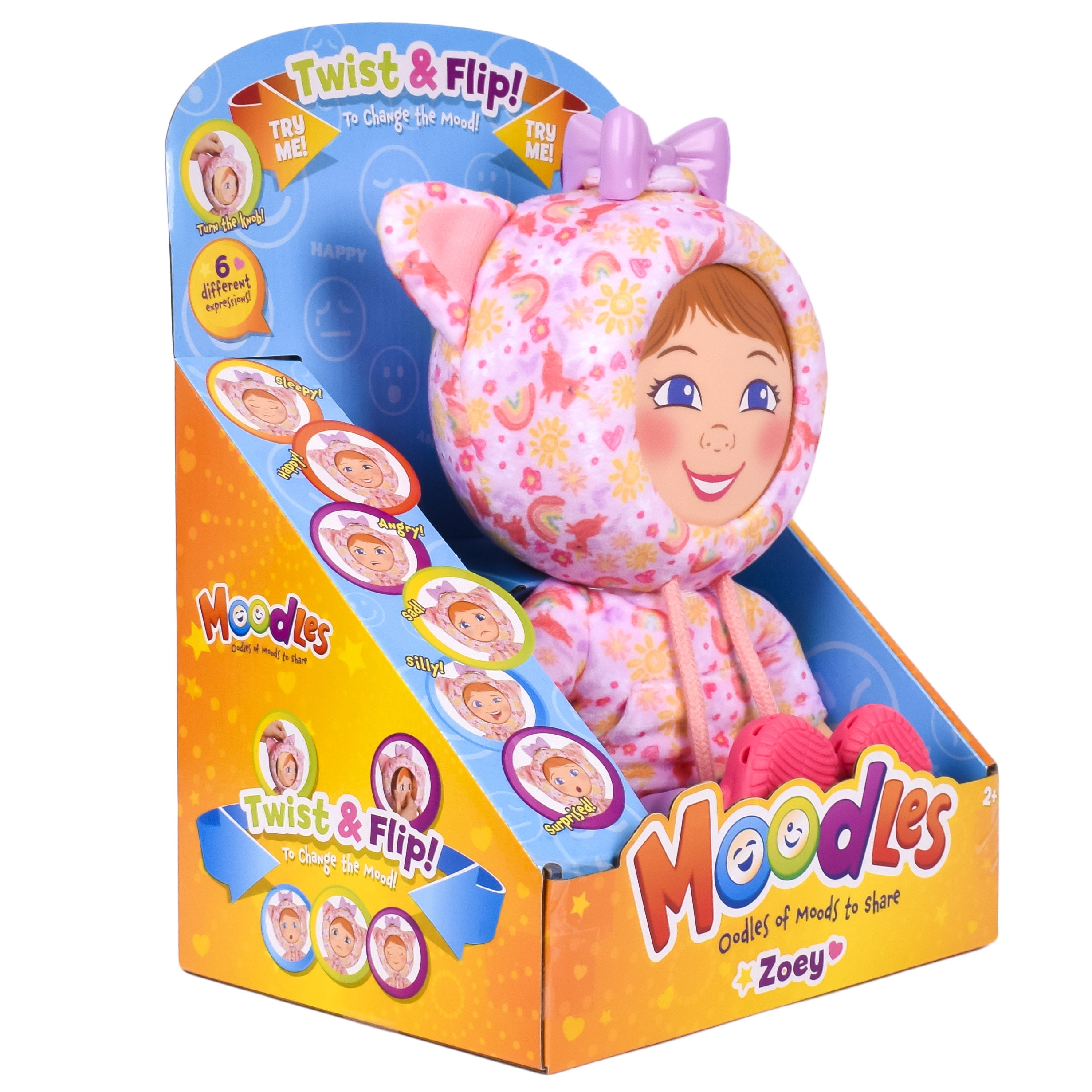 Moodles Zoey - 12 inch Doll with 6 Facial Expressions, Gift for Toddler and Kids, Ages 2+