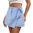 thumbnail image 5 of Nmnitkp Skirts for Women Striped Tie-Wrap Skort, Elastic High Waist Casual Wrap Shorts, Lightweight Summer Skirt for Beach, Vacation & Daily WearBlue,S, 5 of 6