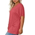 thumbnail image 6 of ZyeKqe Plus Size Tops for Women V Neck Loose Fitted Summer Casual Solid Color Oversized T Shirts with Pockets, 6 of 8