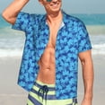 thumbnail image 5 of Lsque Blue Maple Leaf pattern Hawaiian Shirt for Men, Unisex Summer Beach Casual Short Sleeve Button Down Shirts-Large, 5 of 9