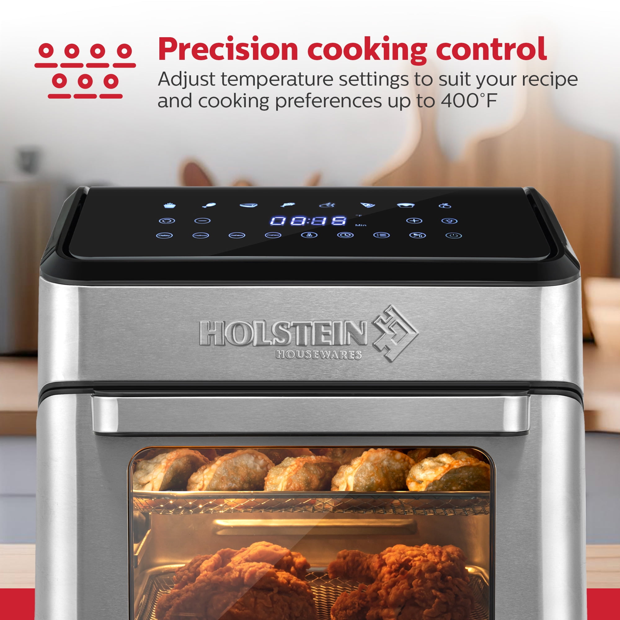 Holstein Housewares 12.7 QT. AIR FRYER OVEN – Family Size, 8 Presets, Adjustable Temperature, Accessories Included, Hot Air Technology for Healthier Cooking
