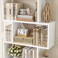 thumbnail image 4 of Homfa Geometric Bookcase Wooden Wood S Shape Storage Display Unit Bookcase Bookshelf 6-tier Storage, 75" H x 27.6" W, White, 4 of 9