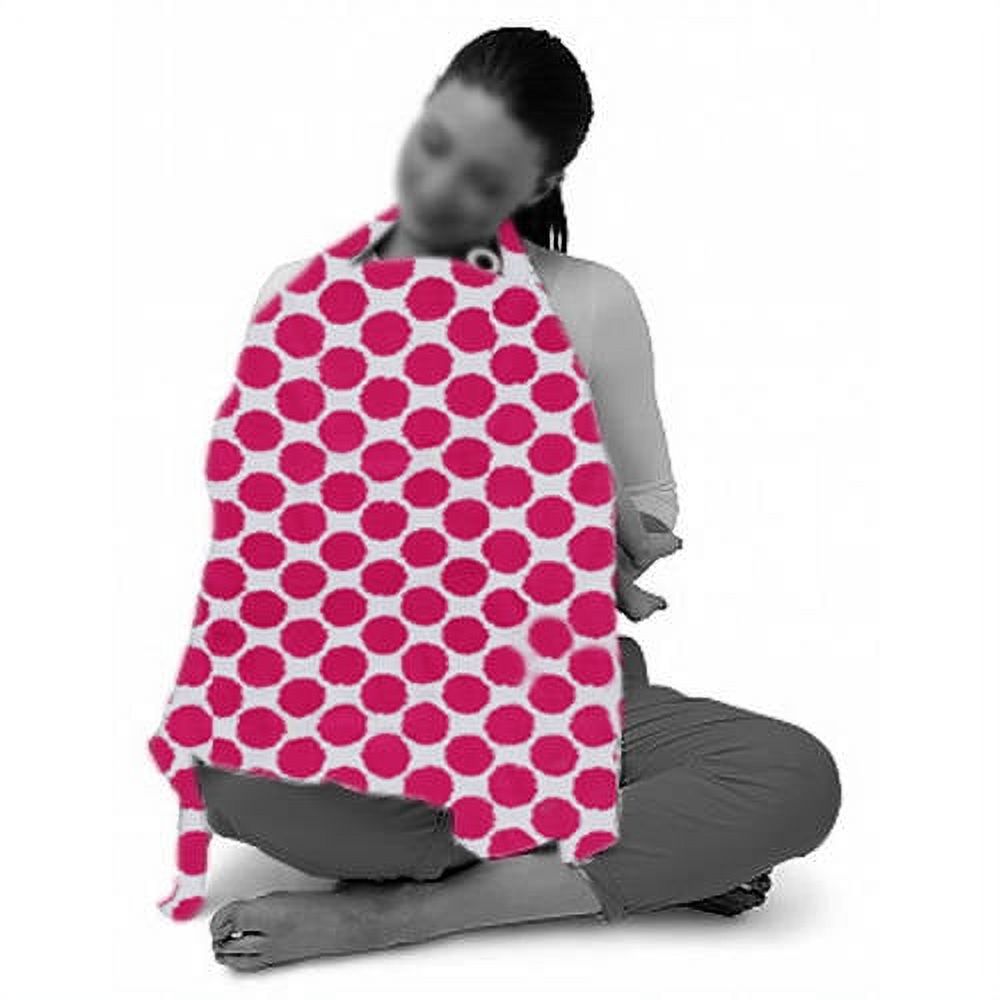 Bacati Ikat Bright Pink Dots 100 Percent Cotton Breathable Muslin Breastfeeding/Nursing Privacy Cover