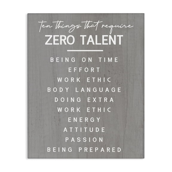 Stupell Industries Motivational Zero Talent Text & Numbers Painting Wrapped Canvas Art Print Wall Art, 16 x 20