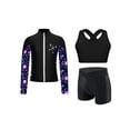 thumbnail image 6 of Miutii Kids Girls 3 Piece Dance Outfits Cross Back Crop Top and Shorts with Full Zipper Jacket Set Black 6, 6 of 9