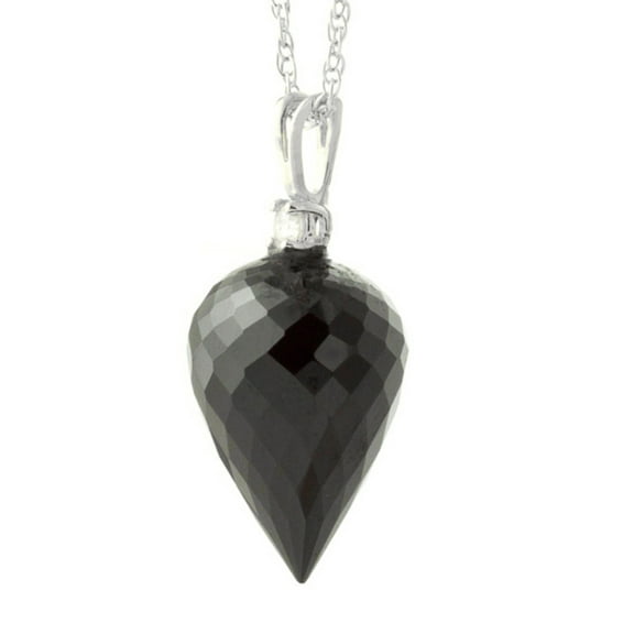 Galaxy Gold 14k14" White Gold Necklace with Diamond and Briolette Black Spinel