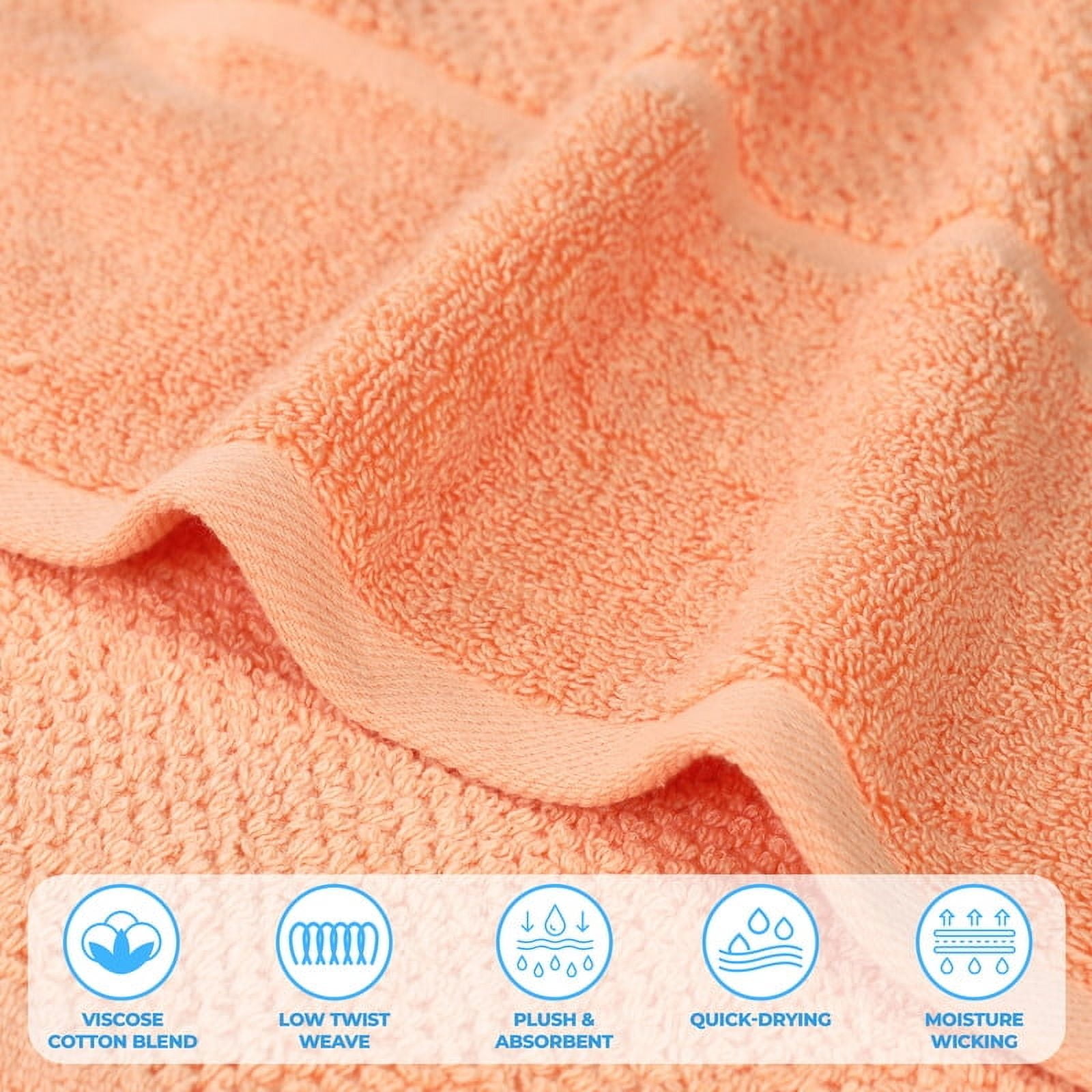 Superior Mile Smart Twist Cotton Medium Weight Bath Sheets, Set of 2, Ultra Absorbant Towels, Peach