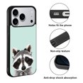 thumbnail image 2 of WIRESTER Shockproof Soft Rubber Cover Case for Apple iPhone 17 Pro 6.3" 2025, Raccoon On Aero Blue Background, 2 of 5