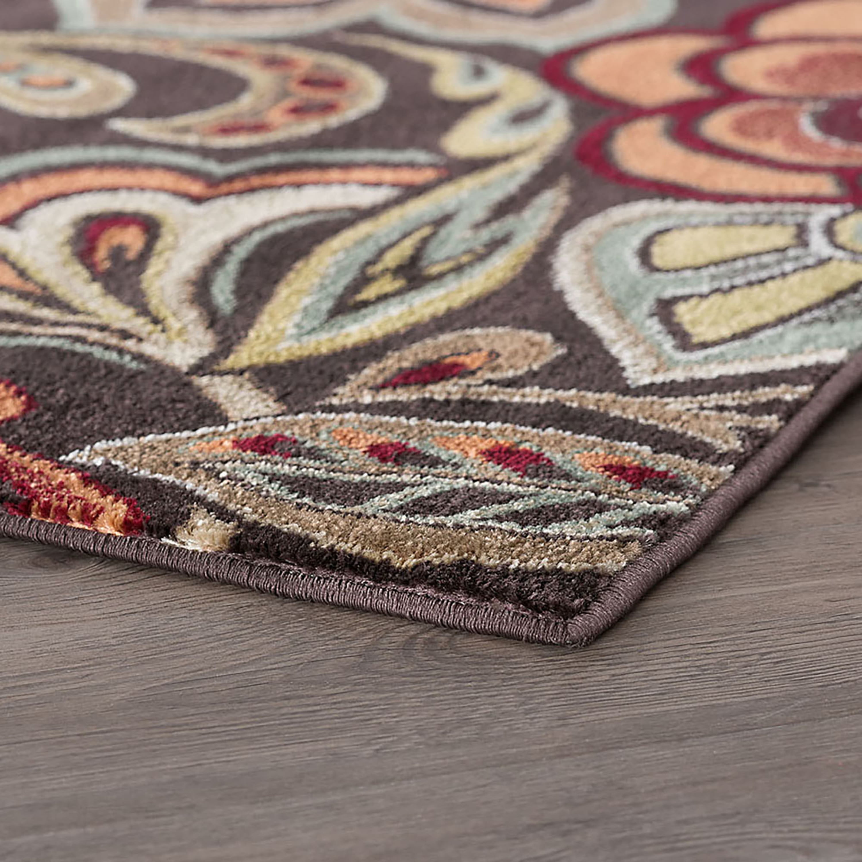 Deco Transitional 2' x 10' Brown and Red Polypropylene Indoor Area Rug