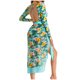 thumbnail image 5 of Trajes de Baño para las Mujeres Traje de Cremallera de Manga Larga con Impresión de Hoja Multicolor, Conjunto de Traje de Falda de Baño Modesto, 5 of 9
