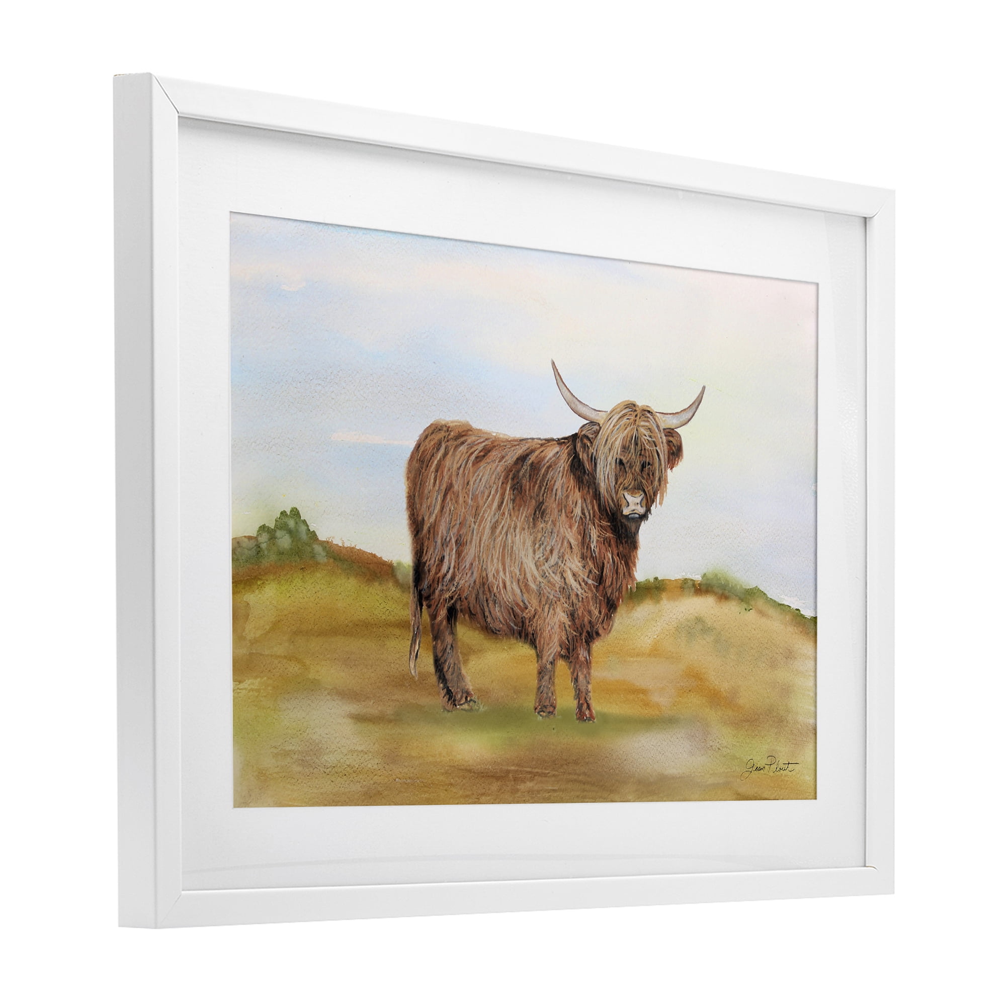 Farm Animal In Pasture White Framed Print Under Glass, design by Jean Plout