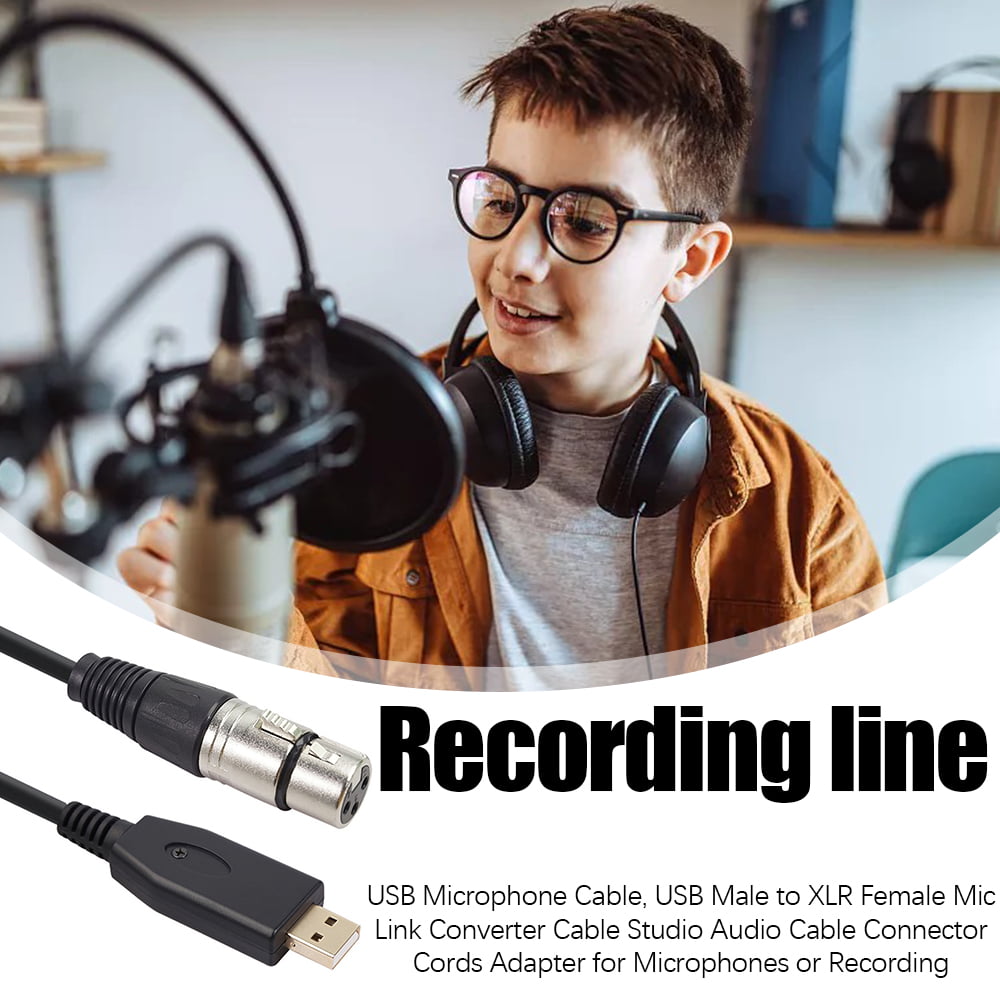 Vbestlife USB Male to XLR Female Microphone Mic Studio Audio Link Cable Adapter Connector
