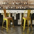 thumbnail image 3 of Flash Furniture Kai Commercial Grade 24" High Yellow Metal Indoor-Outdoor Counter Height Stool with Removable Back and Teak All-Weather Poly Resin Seat, 3 of 13