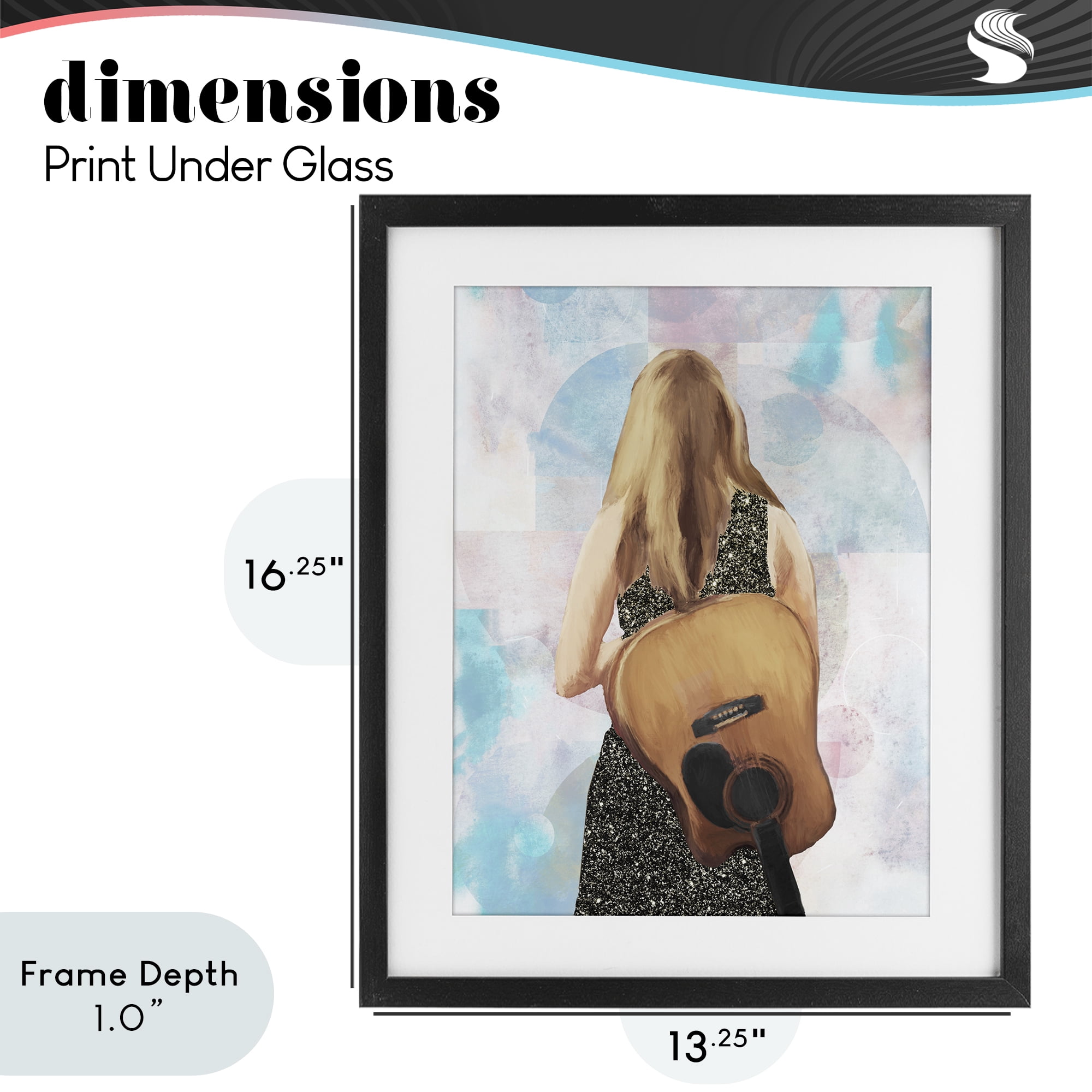 Stupell Industries Dreaming With My Guitar Black Framed Print Under Glass, design by Dan Meneely