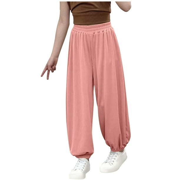 Odeerbi 6M-13Y Niñas Pantalones de Chándal de Algodón Workout Athletic Sports Jogger Pantalones Verano Transpirable Joggers