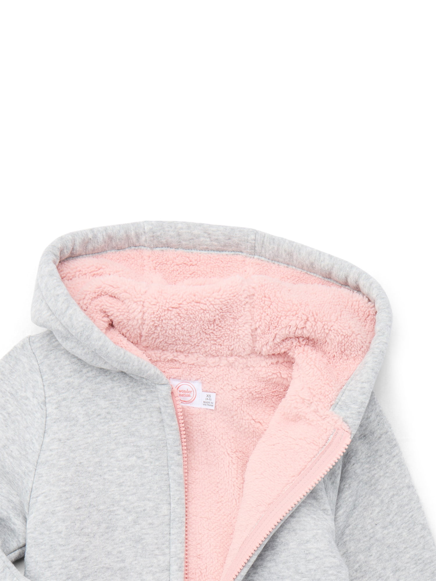 Wonder Nation Girls Kids Tough Fully Lined Zip Hoodie Jacket, Sizes 4-18 & Plus