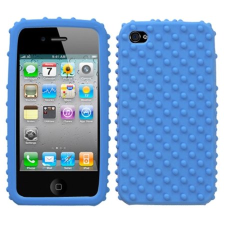 Insten Solid Skin Case (Dark Blue) (w/Dots) For iPhone 4 4S