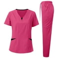 thumbnail image 1 of LYMAYTER Ensemble d'Uniforme d'Infirmière pour Femmes Manches Courtes Ultra Doux Contraste avec Poche pour Uniforme Médical S-2TG, 1 of 5