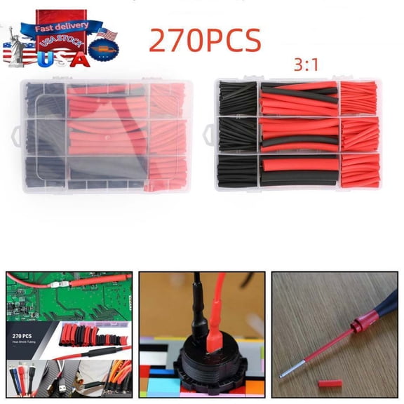 270PCS 3:1 Waterproof Dual Wall Adhesive Heat Shrink Wire Heatshrink Tubing Kits