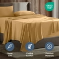 thumbnail image 4 of Lammaloe Split King Sheets Set, Hotel Style Deep Pocket 5 Piece Bed Sheets, Luxury Soft Microfiber Sheet Sets, Camel Gold, 4 of 8