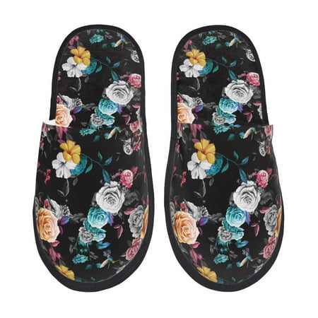 

Tideii Hibiscus Rose for Home Indoor Cotton Slippers Autumn and Winter EVA Plush Slippers Household Supplies Unisex-Large