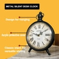 thumbnail image 3 of Classic Black Metal Silent Table Clock, Non-Ticking Tabletop Clocks,Quartz Movement Desk Clock for Bedroom Living, Room, Indoor, Study... Home Decoration (No Alarm), 3 of 8