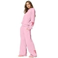 thumbnail image 4 of Bow Sweatpants Set for Women Bow Hoodie and Sweatpants Set for Women Womens Sweatsuits 2 Piece Set Comfort Bow Hoodie Wide Leg Sweatpants Set Athleisure Sweatset Cute Matching Sweat Sets, Pink-XL, 4 of 6