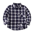 thumbnail image 2 of UACY Boys Flannel Shirt Toddler Buffalo Plaid Shirt Long Sleeve Button Down Shirts Kids Casual Tops (Black, 18-24 Months), 2 of 9