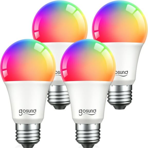 WB4-4W: Gosund Smart Bulb, WiFi Light Bulbs, Color Changing Light Bulb, Smart Light Bulbs work with Alexa & Google Assistant, A19 RGB Alexa Light Bulb, RGB Wnite, Dimmable LED Light Bulbs, 4 Pack
